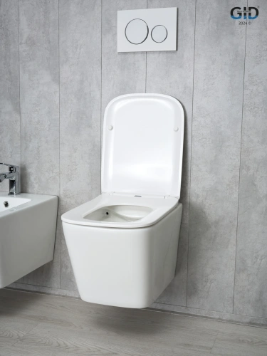 Унитаз подвесной Gid Cuadrado 62257Y белый с сиденьем микролифт безободковый - фото 3