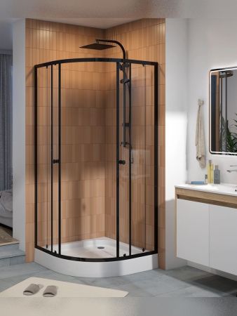 Душевой уголок Teymi Lina T00504 90х90 стекло прозрачное профиль черный с поддоном