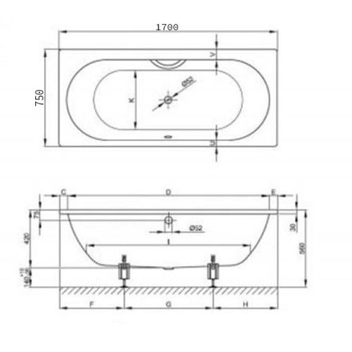 Ванна стальная Bette Starlet 1380-000 170х75 встраиваемая прямоугольная без ножек - фото 2