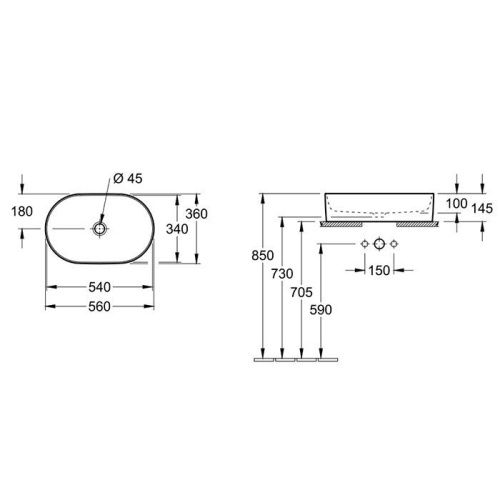 Раковина керамическая Villeroy Boch Collaro 4A195601 60х40 накладная цвет белый без отверстий под смеситель - фото 2