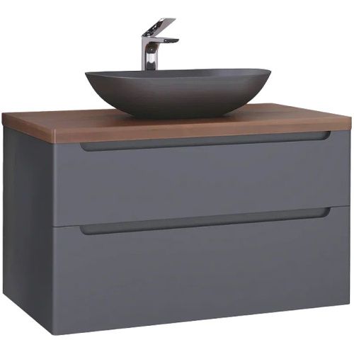 Тумба под раковину Jorno WOOD wood.01.100/P/GR 100х50 подвесная цвет серый