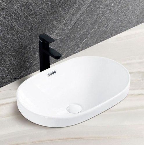 Раковина из сантехнического фаянса CeramaLux 5006C 60х40 встраиваемая цвет белый без отверстий под смеситель - фото 4