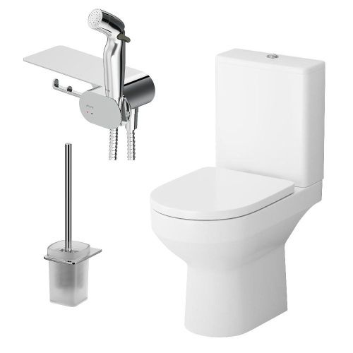 Унитаз напольный с бачком Am.Pm Spirit V2.0 CK70C1804W белый с сиденьем микролифт безободковый душевой смыв - фото 2