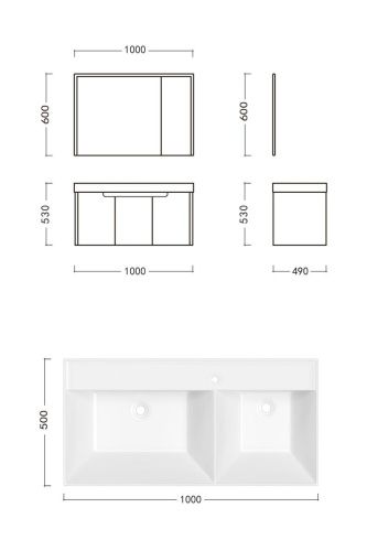 Комплект мебели: тумба + раковина + шкаф-зеркало Cerutti SPA MAIELLA 100 100х50 подвесной цвет серый - фото 5