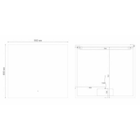 Зеркало с подсветкой и антизапотевателем Grossman PRAGMA-норма BLACK 1890802 90х80 подвесное