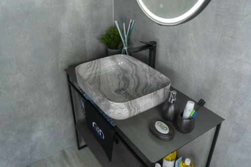 Раковина керамическая Gid Geométrico 54458 50х40 накладная цвет многоцветный без отверстий под смеситель - фото 5