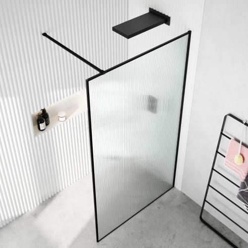 Душевая перегородка Cerutti SPA STRIP T120 120х190 стекло рифленое профиль черный - фото 2