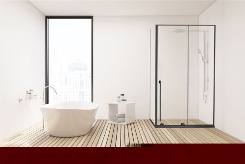 Душевой уголок Allen Brau Fantasy 3.11006.31 + 3.11012.31 120х80 стекло прозрачное профиль черный без поддона - фото 3