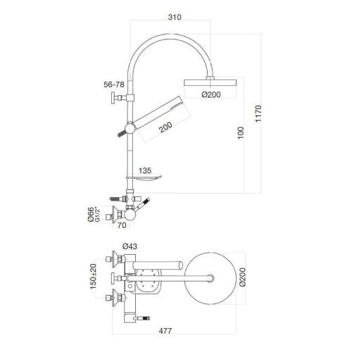 Душевая стойка Webert RI870105010 настенная цвет золото - фото 3