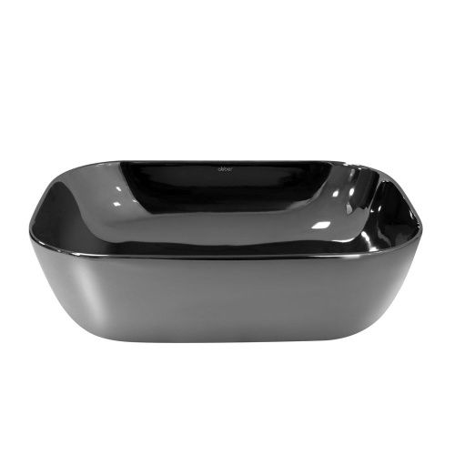 Раковина из сантехнического фаянса Abber RECHTECK AC2200GS 50х30 накладная цвет хром без отверстий под смеситель - фото 3