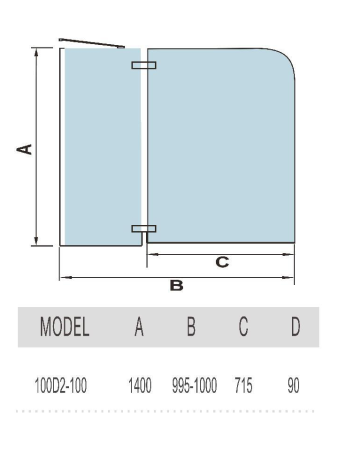 Душевая шторка на ванну WeltWasser WW100 10000001225 100х140 стекло прозрачное профиль хром ориентация универсальная