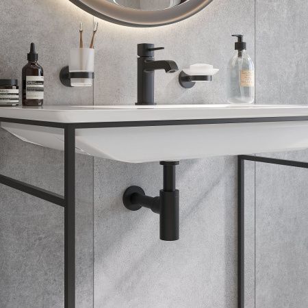 Комплект: Донный клапан Stworki SW-001BK черный матовый + Сифон SD-001BK черный матовый (1034987)