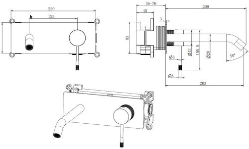 Смеситель для раковины Allen Brau Priority 5.31D03-MG встраиваемый в стену серый - фото 2