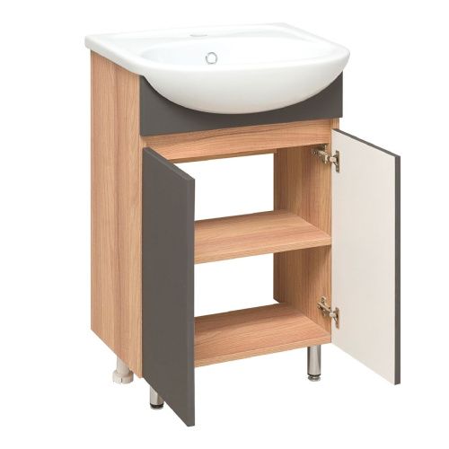 Тумба под раковину Runo ЛАДА 00-00001164 50х30 напольная цвет серый - фото 2