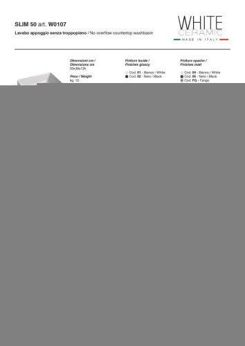 Раковина керамическая White Ceramic Slim W010705 50х40 накладная цвет черный - фото 2