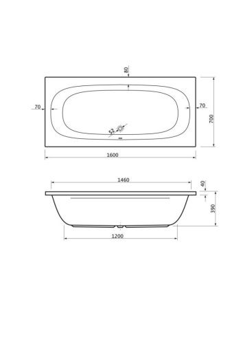 Ванна акриловая Cezares PIAVE PIAVE-160-70-42-W37 160х70 пристенная прямоугольная без каркаса - фото 3
