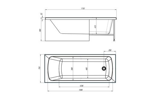 Ванна акриловая Royal Bath Vienna RB953506 175х70 пристенная прямоугольная - фото 4
