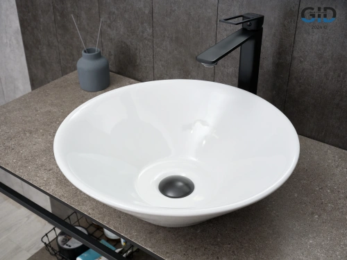 Раковина керамическая Gid Esfera 51210 40х40 накладная цвет белый без отверстий под смеситель - фото 3