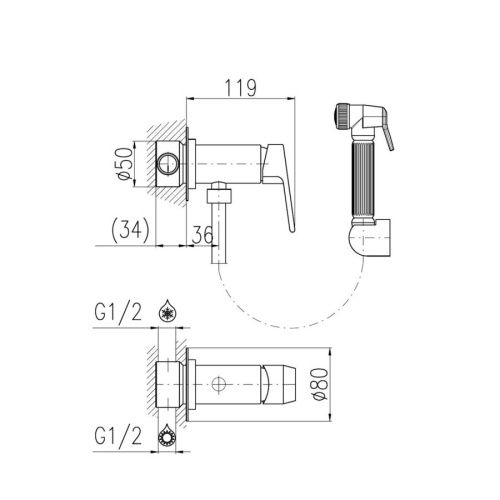 Гигиенический душ со смесителем RavSlezak Colorado CO147/1Z золото - фото 2
