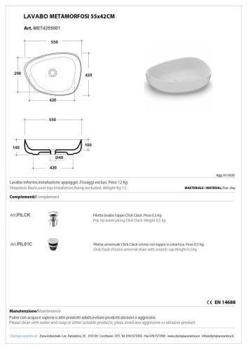 Раковина керамическая Olympia Metamorfosi MET4255001 60х40 накладная цвет белый - фото 2