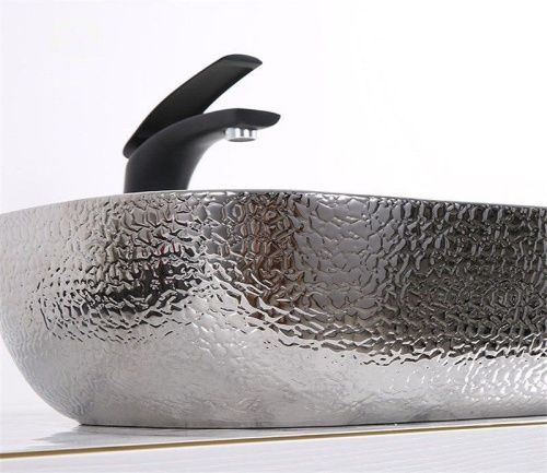 Раковина из сантехнического фаянса CeramaLux D1333H021 50х30 накладная цвет хром без отверстий под смеситель - фото 3