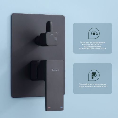 Душевая система Splenka S01.27.06 встраиваемая в стену цвет черный - фото 5