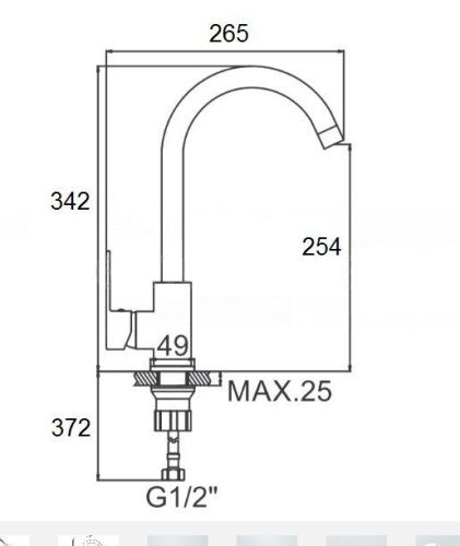 Смеситель для кухни D-Lin D155452-6 на мойку хром - фото 2