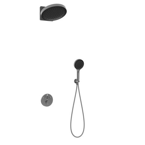 Душевая система Vincea Inspire VSFW-3I22MT3GM встраиваемая в стену цвет вороненая сталь с термостатом - фото 2