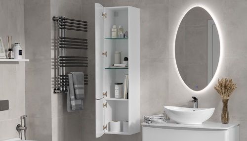 Шкаф-пенал Velvex LUNA pp.LUN.35 40х150 подвесной цвет белый - фото 4