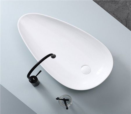 Раковина из сантехнического фаянса CeramaLux 7862 80х40 накладная цвет белый без отверстий под смеситель