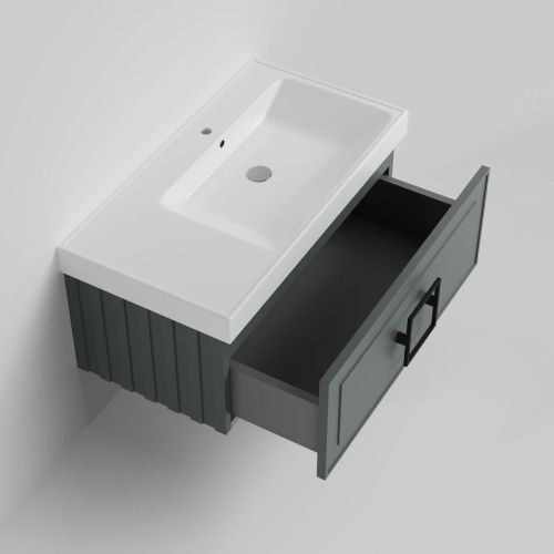 Тумба с раковиной La Fenice CUBO NFNC-01-CUB-G-90-3-90R 90х50 подвесная цвет серый - фото 2