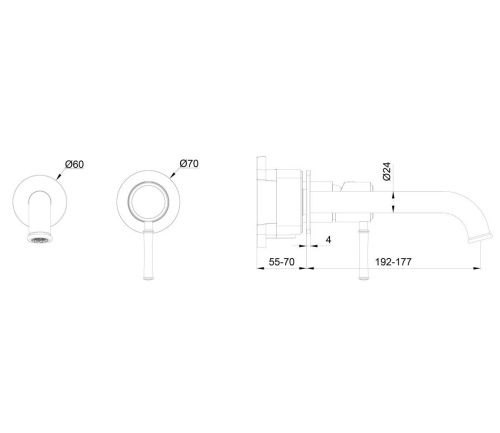 Смеситель для раковины Wonzon & Woghand TOR WW-88869073-MB встраиваемый в стену черный - фото 2