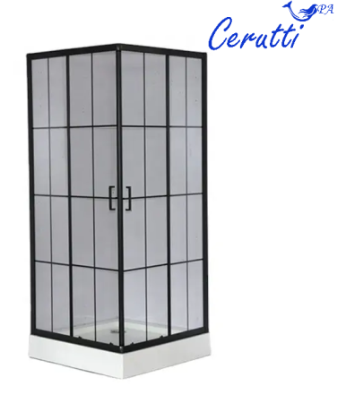 Душевой уголок Cerutti SPA MUZA90 90х90 стекло с рисунком профиль черный без поддона