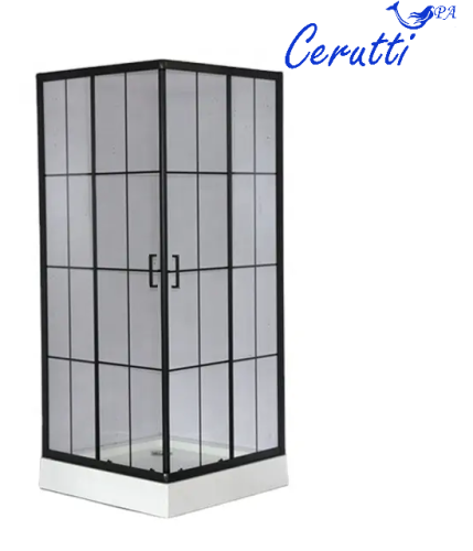 Душевой уголок Cerutti SPA MUZA90 90х90 стекло с рисунком профиль черный без поддона - фото 2