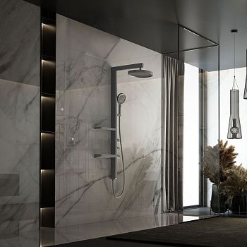 Душевая стойка Vincea Inspire VSFS-3I11GM настенная цвет вороненая сталь