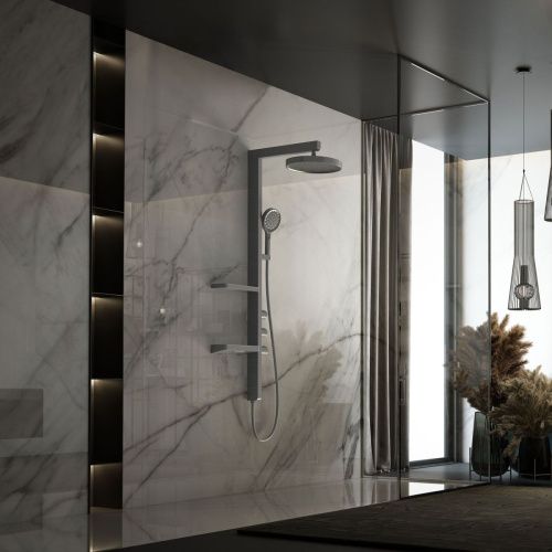 Душевая стойка Vincea Inspire VSFS-3I11GM настенная цвет вороненая сталь