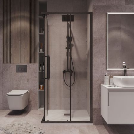 Душевой уголок Grossman Cosmo 300.K33.02.1010.42.00 100х100 стекло прозрачное профиль графит без поддона