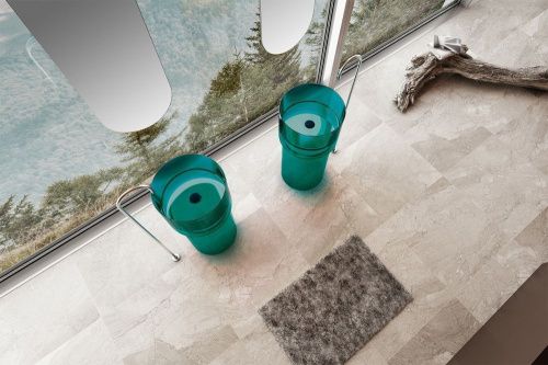 Раковина из полиэфирной смолы Abber KRISTALL AT2701Aquamarin-H 50х50 напольная цвет зеленый без отверстий под смеситель - фото 3