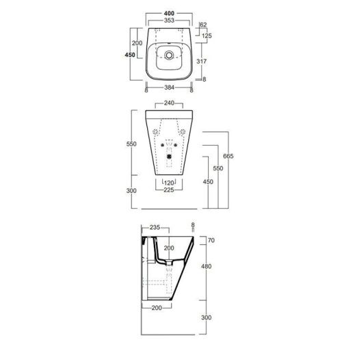 Раковина из сантехнического фаянса Simas Baden Baden BB13bi*1 50х40 подвесная цвет белый 1 отверстие под смеситель - фото 2