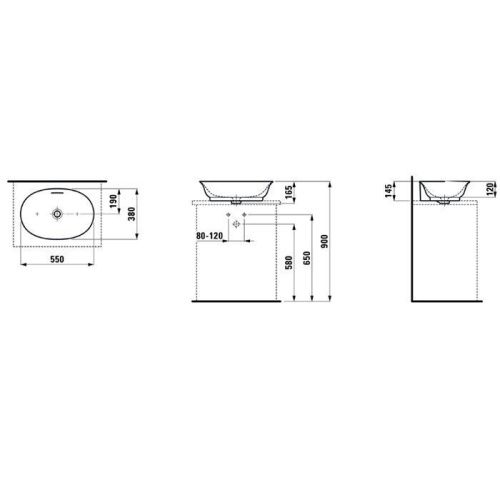 Раковина керамическая Laufen New Classic 8.1285.2.000.112.1 60 см накладная цвет белый без отверстий под смеситель - фото 2