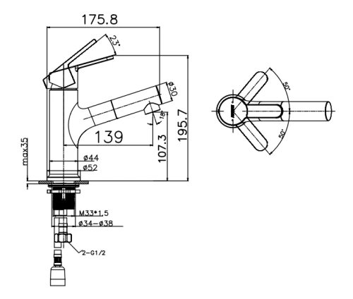 Смеситель Arrow AG4129MB на раковину черный - фото 2