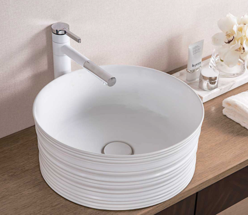 Раковина из сантехнического фаянса CeramaLux W1532 40х40 накладная цвет белый без отверстий под смеситель - фото 4