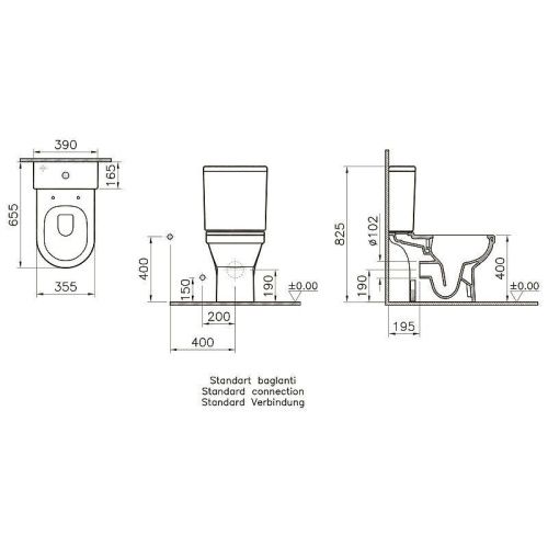 Унитаз напольный с бачком Vitra S50 9797B003-7204 белый с сиденьем микролифт безободковый душевой смыв - фото 3