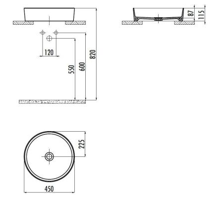 Раковина из сантехнического фарфора Creavit Loop LP145-00MT00E-0000 50х50 накладная цвет голубой