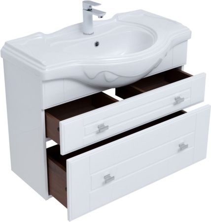 Тумба под раковину Aquanet Рондо 00304289 90х30 подвесная цвет белый