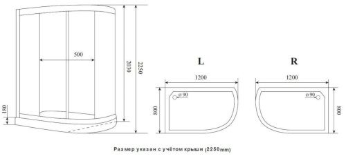Душевая кабина Timo Ilma ILMA902R 120х80 асимметричная без крыши ориентация правая - фото 2