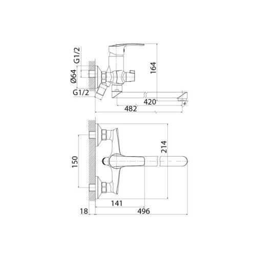 Смеситель для ванны и душа IDDIS Ray RAYSBL2i10WA настенный хром - фото 4