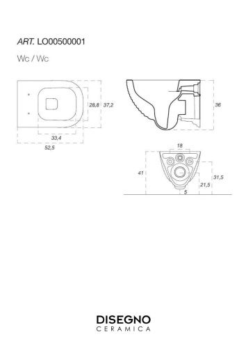 Унитаз подвесной Disegno Ceramica Loom LO005SET01 белый с сиденьем микролифт безободковый - фото 2