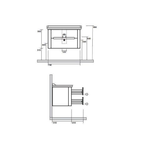 Тумба под раковину Kerasan Waldorf 925631 80х60 подвесная цвет черный - фото 2