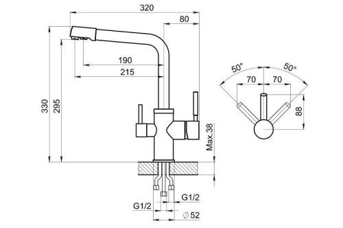 Смеситель для кухни Granula 2015, СЛАНЕЦ на мойку серый - фото 3